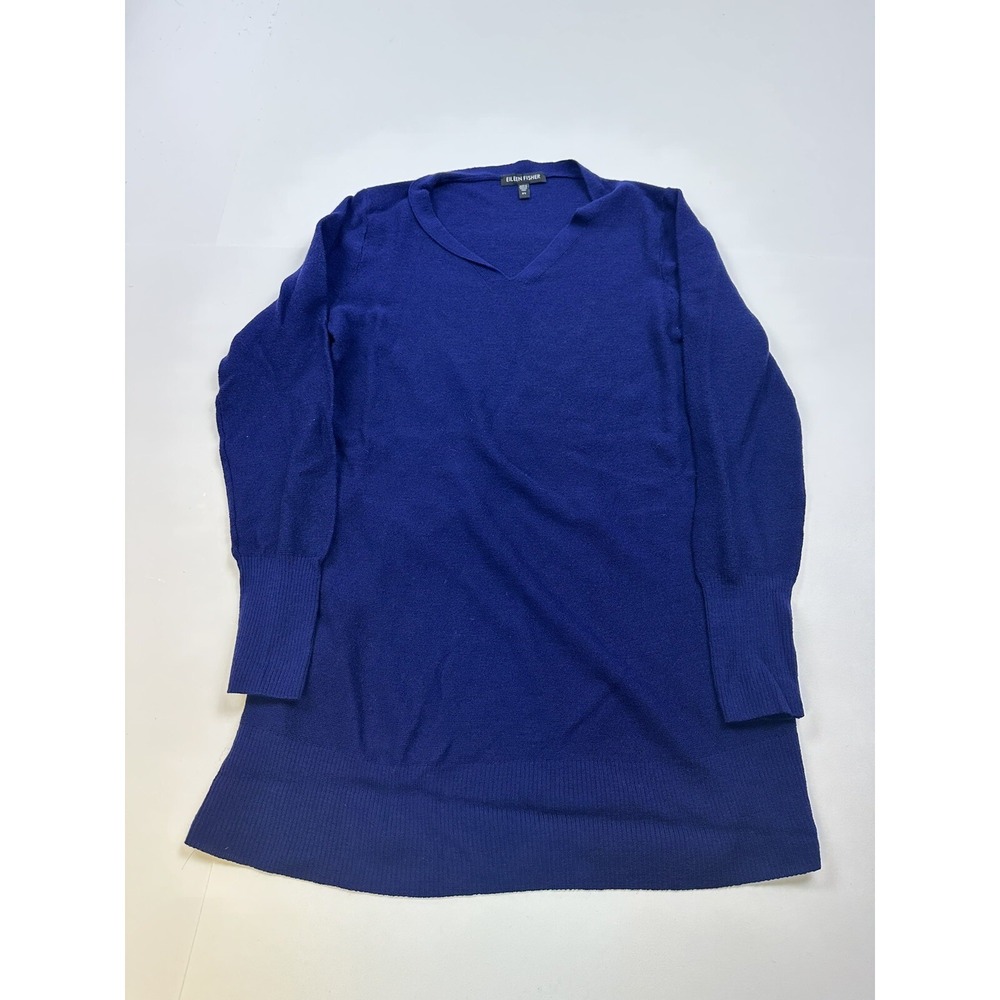 Eileen Fisher Women XS Sweater 3/4 Sleeve Pullover Purple 100% Merino Wool
